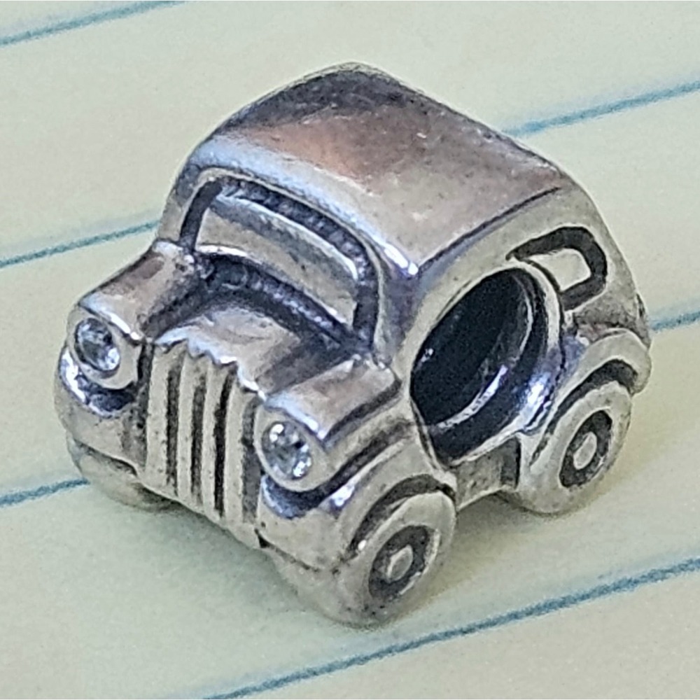 Pandora 925 Sterling Silver 3D Classic Car Charm CZ Eyes Retired ALE